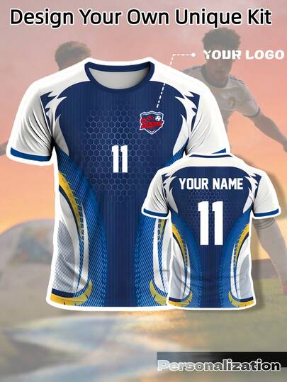 1pc Custom Navy Blue Soccer Training Jersey, Personalize Your Name&Number On Front And Back, Durable Material, Comfortable And Soft Fabric, Suitable For Soccer, Basketball, Volleyball Matches, Training And Casual Wear, Training Customized Men Sports, Halloween, Thanksgiving, Christmas And New Year Gifts, Spring, Summer And Fall Training Jersey