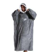 1 chiếc áo khoác có mũ trùm đầu kiêm chăn mặc được, cực dài, kèm túi lớn, unisex, siêu mềm mại và ấm áp, áo nỉ dày dặn có mũ, chăn mặc được sang trọng, đồ ngủ có mũ trùm đầu màu trơn mềm mại với túi lớn, áo hoodie lông cừu trang trí phòng tắm. - Nhiều màu - Xem 29