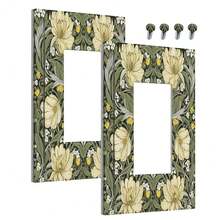Outlet Covers Morris White Flowers Vintage Floral Leaves 1 Gang Wall Plate Single Rocker Light Switch Cover Decorative GFCI ReceptacleElectrical Switchplate For Bathroom Bedroom(2Pack) - MorrisWhiteFlowersVintageFloralLeaves - 查看 2