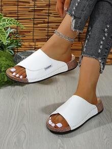 Women's Round Toe Slip-On Flats, Fashion Minimalist Elegant Easy On/Off Comfortable Casual, Work, Party Sandals - White - View 4