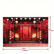 1 Tấm, Phông nền tiệc chủ đề Tết Nguyên Đán Trung Hoa bằng polyester, Lễ hội mùa xuân Trung Hoa, Đèn lồng đỏ, Hoa, Phông nền chụp ảnh, Tiệc năm mới, Phụ kiện chụp ảnh dành cho người lớn - Nhiều màu 3 - Xem 2