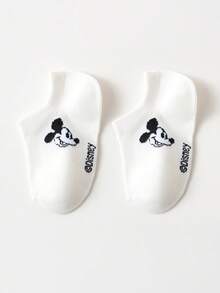 Disney 1/5/10 Pairs Girls/Kids/Boys Spring/Summer Ankle Socks, Adorable Cartoon Mickey/Minnie Mouse Pattern Decor, Fashionable Casual Breathable Moisture-Wicking Solid Color Invisible Socks, Cute & Versatile For Leisure, Sports, School, Holidays, Random Color & Style - Multicolor - View 3