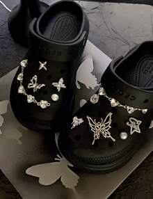Isla de las Mariposas| Shoes Charms de zapatos de plata, accesorios de metal de alta calidad, charms de zapatos creativos, hebillas decorativas para zapatos DIY - Isla de las Mariposas (10 cuentas en total, sin cadenas) - Ver 8