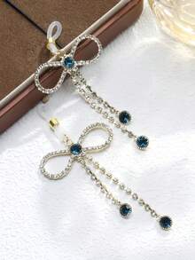 High Quality Rhinestone Bow Tassel Nipple Chain Shiny Body Jewelry - Gold and Blue - View 16