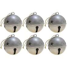 Haute Decor - Adornos de cascabel, 8.5 cm de diámetro, paquete de 6 - Plata - Ver 1