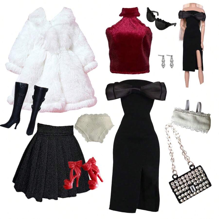 Luxury Doll Outfit Set, Designed For Fashion Enthusiasts, Includes Exquisite Accessories, Suitable For Various Occasions. Fits 11.5-12 Inch Dolls, 1/6 BJD Doll Clothes, Can Be Used As Holiday Gifts. - Multicolor - View 1