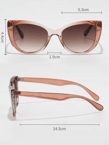 Women's Bohemian Cat Eye - Ombre Brown Plastic Frame Classic Fashion Glasses, Suitable For Women's Outdoor Travel, Beach Vacation And Daily Matching - 彩色 - 查看 5