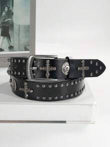 Cinto Original com Crânio e Estampa de Leopardo, Estilo Punk Rebite Y2K para Roupa de Balada - Multicolorido - Visão 10