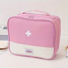 1 Extra-Large First Aid Kit Storage Bag - Durable Oxford Cloth Multi-Compartment Portable Medicine And Emergency Supplies Storage Case, Suitable For Home, Travel, Camping, And Office Use - Hồng - Xem 1