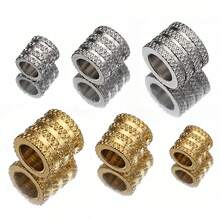 20pcs Stainless Steel Mesh Beads, Gold Color Large Hole Beads Suitable For DIY Necklace, Bracelet, Jewelry Making - Multicolor - View 1