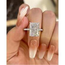 3/4.5CT Radiant Cut Moissanite Synthetic Ring | VVS1 Clarity & Hypoallergenic |For Women Birthday,Wedding, Engagement, Anniversary Gift | -Friendly Jewelry  Casual Elegant Travel - 3克拉黃金 - 查看 7