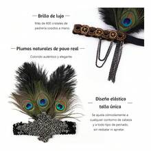 TendenciaMascara Gatsby Accesorios Disfraz Halloween Plumas DiademaCalidad premium - C negra - Ver 5