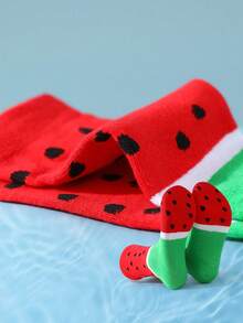 2/4 Pairs Men's Funny Fruit & Ice Cream Socks - Creative Gift For Fruit Lovers - Knitted Fruit Pattern Novelty Socks, Crazy Happy Socks, Watermelon Ice Cream Socks - Multicolor - View 3