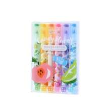 水果香味六色荧光笔，创意彩色涂鸦日记笔，学生可用来标记重点 - 彩色 - 查看 4