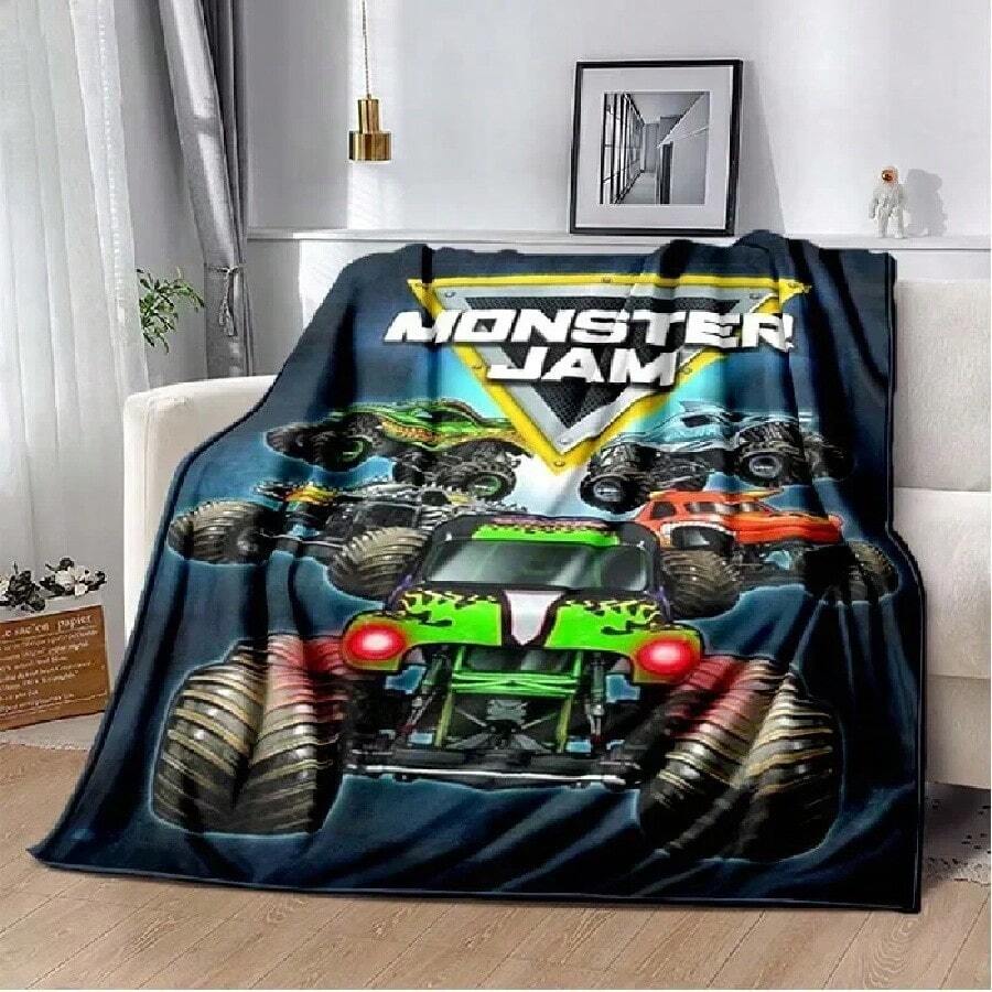 Monster Jam Truck Sofa Blanket Lightweight Warm Insulation Blanket Bed Office Car Knee PadsThrow Blanket.Jpg - 白色 - 查看 1