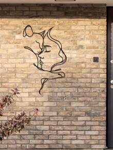 1pc Abstract Minimalist Line Art Cat Metal Iron Creative Minimalist Human Figure Decor - For Cat Lovers