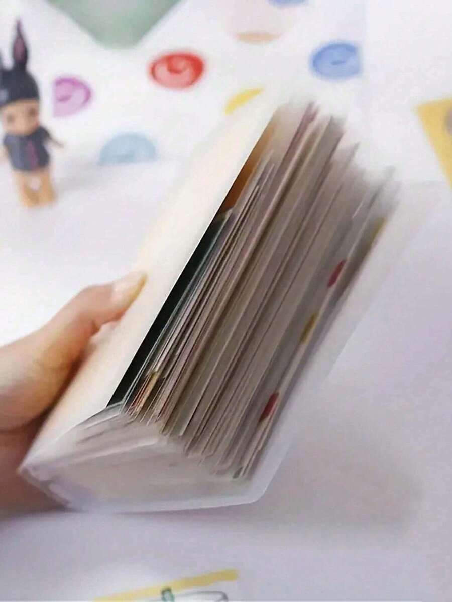 40个透明便携式活页文件夹，多页口袋卡片册，可收纳照片、贴纸、卡片、账单、发票、便条，也可作为手持卡片整理器使用，简约轻便，透明收纳袋 - 無色 - 查看 1