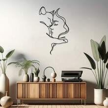 1pc Abstract Minimalist Line Art Cat Metal Iron Creative Minimalist Human Figure Decor - For Cat Lovers