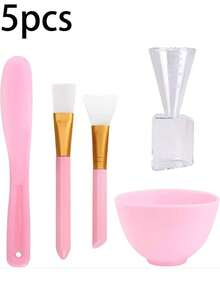 5pcs/Set DIY Face Mask Mixing Bowl Kit, Includes Mask Bowl, Spatula, Silicone Mask Brush And Premium Soft Mask Brush