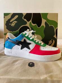 A BATHING APE Leather Classic Comfortable Low-Top Fashion Sneakers, Unisex