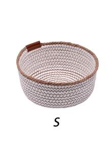 1/3 سلة تخزين مصنوعة يدويًا من القطن المنسوج، بطراز ريفي كريمي، مناسبة لتخزين المفاتيح في المدخل، وتنظيم مكتب المكتب، وديكور المنزل، وتخزين مستحضرات التجميل، لجميع المواسم - أبيض - مشاهدة 16