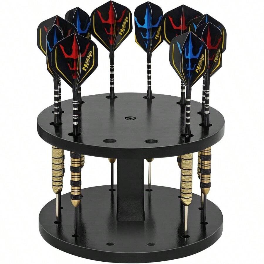 Wooden Dart Holder Stand Desk Or Shelf U2013 Holds 12 Fully Assembled Steel Or Soft Tip Darts U2013 Compact Tabletop Display Rack Dart Storage And Organization - Initial - View 1