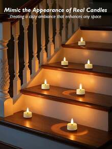 6支装电子茶蜡，无焰LED蜡烛灯，电池供电，象牙色无焰蜡茶蜡，适用于生日派对、婚礼装饰、家居装饰、节日装饰、复活节礼物、毕业典礼、蜡烛加热器、礼品、桌面装饰仿真蜡烛 - 彩色 - 查看 5