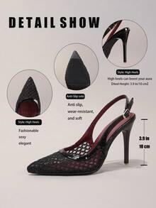 Modische schwarze Spitzen-Mesh-High-Heel-Schuhe, sexy Spitzenschuhe mit super hohem Absatz für Partys, Bankett-Ball-Stiletto-Sandalen für Frauen - Schwarz - Übersicht 3