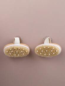 1支干刷身体刷，天然猪鬃材质，深层去角质身体磨砂刷，带按摩凸点设计，适合干性皮肤，有助于改善血液循环和淋巴引流。