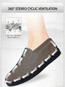 2026 Spring New Men's Cloth Shoes, Comfortable Breathable Casual Shoes, Lightweight Round Toe Driving Shoes, Soft Sole Non-Slip Dad Shoes - Black - View 10