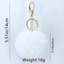 Otter Fur Pom Pom Keychain - White - View 3