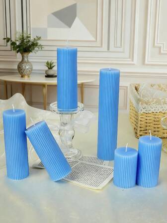Großes geripptes zylindrisches Aromatherapie-Kerzeset, duftende zylindrische Kerzen aus Sojaöl, schöne gerippte moderne Heimdekoration, geeignet für Badezimmer, Wohnzimmer (Hellblau) Valentinstag Heimdekoration Kerzen, Ramadan zylindrisches Kerzendekoration Set, Party Kerzenmittelpunkt Dekoration, geeignet als Geschenk für Frauen, enge Freunde, Wintergeschenke