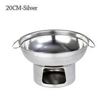 Olla caliente duradera de 20/22 cm de acero inoxidable, estufa gruesa con doble asa, utensilios de cocina para el hogar - 20CM-Plata - Ver 2