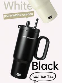 大容量保温吸管杯，高品质马克杯，适合冬季使用，女士新款设计 - 彩色 - 查看 2