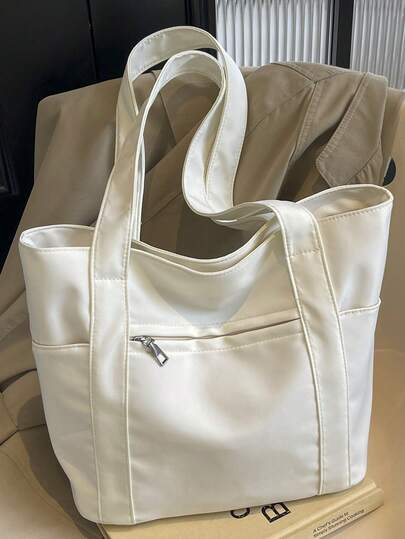 Vintage Solid Color Handbag, Fashionable Multi-Pocket Shoulder Bag, Large Capacity Top Handle Travel Underarm Storage Bag, Casual Commute Outdoor Handbag, Portable Square Shopping Crossbody Bag, Suitable For Daily Use, Literary Backpack/Schoolbag, Suitable For Students, Perfect For Storing Books, Shopping Items, Back To School Supplies, Etc. Beach Bag Laptop Bag Laptop Case