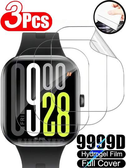 3pcs High Definition Hydrogel Screen Protector, Compatible With Apple Watch S11/S10 4/5/6/7/8/9 38mm/41mm/42mm/44mm/45mm/46mm/49mm, Anti-Explosion Anti-Scratch, Self-Healing, Easy Installation