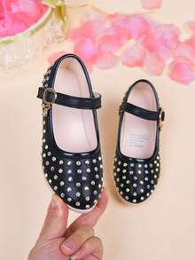 Fashionable Rhinestone Embellished High Heel Shoes For Girls - Black - View 11