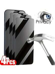 4 Packs 9H Hardness Anti-Peep Screen Mobile Phone Screen Protector Tempered Film To Protect Privacy,Compatible With Apple Phone X/Xs/XS Max,11/11pro/11 Pro Max,12mini/12/12 Pro/12 Pro Max,13/13mini/13 Pro/13 Pro Max,14/14 Plus/14 Pro/14 Pro Max,15/15Plus/15Pro/15Promax/16/16 Plus/16 Pro/16 Pro Max