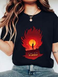 Cowboy Bebop T-Shirt Oldschool Vintage 90s Anime Graphic Tee See You Space Cowboy Spike Spiegel Silhouette Crew Neck 100% Cotton Short Sleeve Retro Manga Gift For Him Her Otaku F-1 - 黑色1 - 查看 3