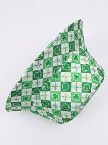 1pc Four-Leaf/Three-Leaf Clover Casual Party Cute Street Polyester UV Protection Reversible Bucket Hat, Suitable For Spring, Summer, Autumn, St. Patrick's Day, Unisex Lucky Clover Print Sun Hat