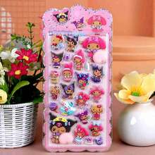 1pc Popular Japanese Anime Cartoon Peripheral Fun Stickers, Dopamine Pink Purple Cute Soft And Cute Buttocks Pinching And Relaxing Stickers, Fun Black Skin Stickers - Multicolor - View 3