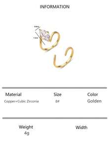2pcs/Set Luxury Copper Inlaid Zirconia Eye Design Stackable Rings, Suitable For Daily Commute, Light Social Occasions, Holiday Gift - Multicolor - View 6