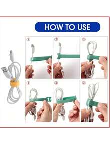 100条装魔术贴扎带，数据线、耳机线及其他线缆收纳整理带，防滑植物绑带，植物扎带，耐用尼龙自粘绑带，办公用品收纳整理带，电脑线缆及路由器线缆整理带，防滑植物绑带，植物扎带，魔术贴扎带，节日花环绑带，带魔术贴扣的可调节花园绑带 - 彩色 - 查看 6