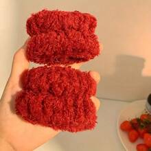 Un conjunto de tres diademas rojas con diseño de fresa, lindas y adecuadas para el lavado de cara y el maquillaje, incluye muñequeras impermeables, perfectas como accesorios para el cuidado del cabello. - Multicolor - Ver 12