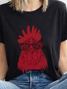 South Carolina Retro Vintage State Varsity Rooster T-Shirt 100% Cotton Crew Neck Short Sleeve Gamecock Mascot With Sungles Graphic Tee Funny Chicken State Pride Novelty Gift F-1 - Đen 1 - Xem 2
