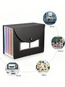 1pc Extended File Folder, 13/25 Pockets Document Organizer Box, Portable Plastic File Box, Paper/Document/Bill/Receipt Management File Folder (A4/Letter Size), Art Supplies File Folder, Multi-Purpose Permanent File Folder, Suitable For Office, School, Home