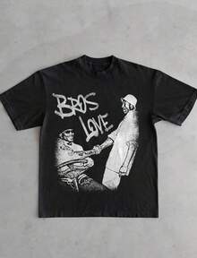 Bros Love T-Shirt _ Basketball Shirt _ Motivational Graphic Design Tee _ Basketball Gift _ T-Shirt _ Sports Shirt _ Gift - màu đen - Xem 1