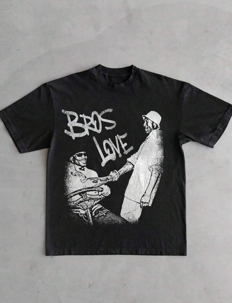 Bros Love T-Shirt _ Basketball Shirt _ Motivational Graphic Design Tee _ Basketball Gift _ T-Shirt _ Sports Shirt _ Gift - màu đen - Xem 1