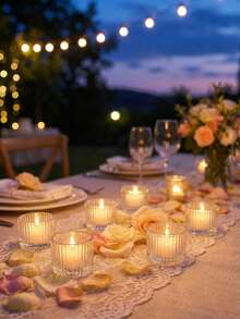 Portavelas de vidrio transparente, portavelas de estilo vintage, portavelas decorativo romántico, adecuado para velas flotantes y velas de té, se puede usar como decoración central, decoración del hogar, regalo para despedida de soltera, regalo de cumpleaños, regalo de Navidad, decoración de mesa para fiesta de boda y regalo - Multicolor - Ver 6