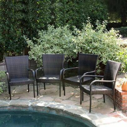 Ferndale Outdoor Contemporary Wicker Stacking Chairs